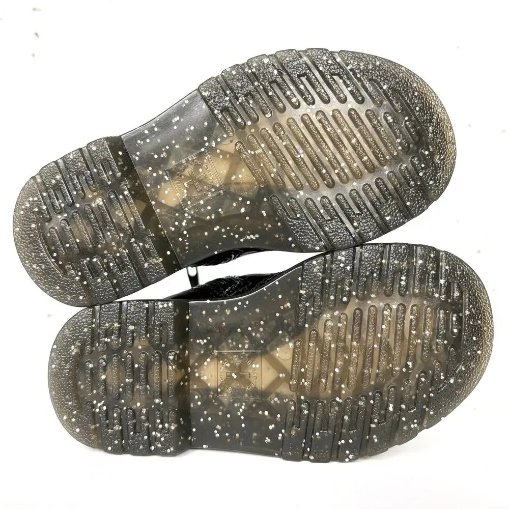 Dr. Martens 1460 Toddler Boots Black Cosmic Glitter Leather 4 Eyelet Size 7